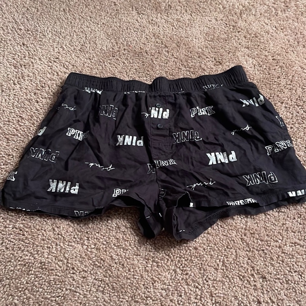 PINK black pajama shorts